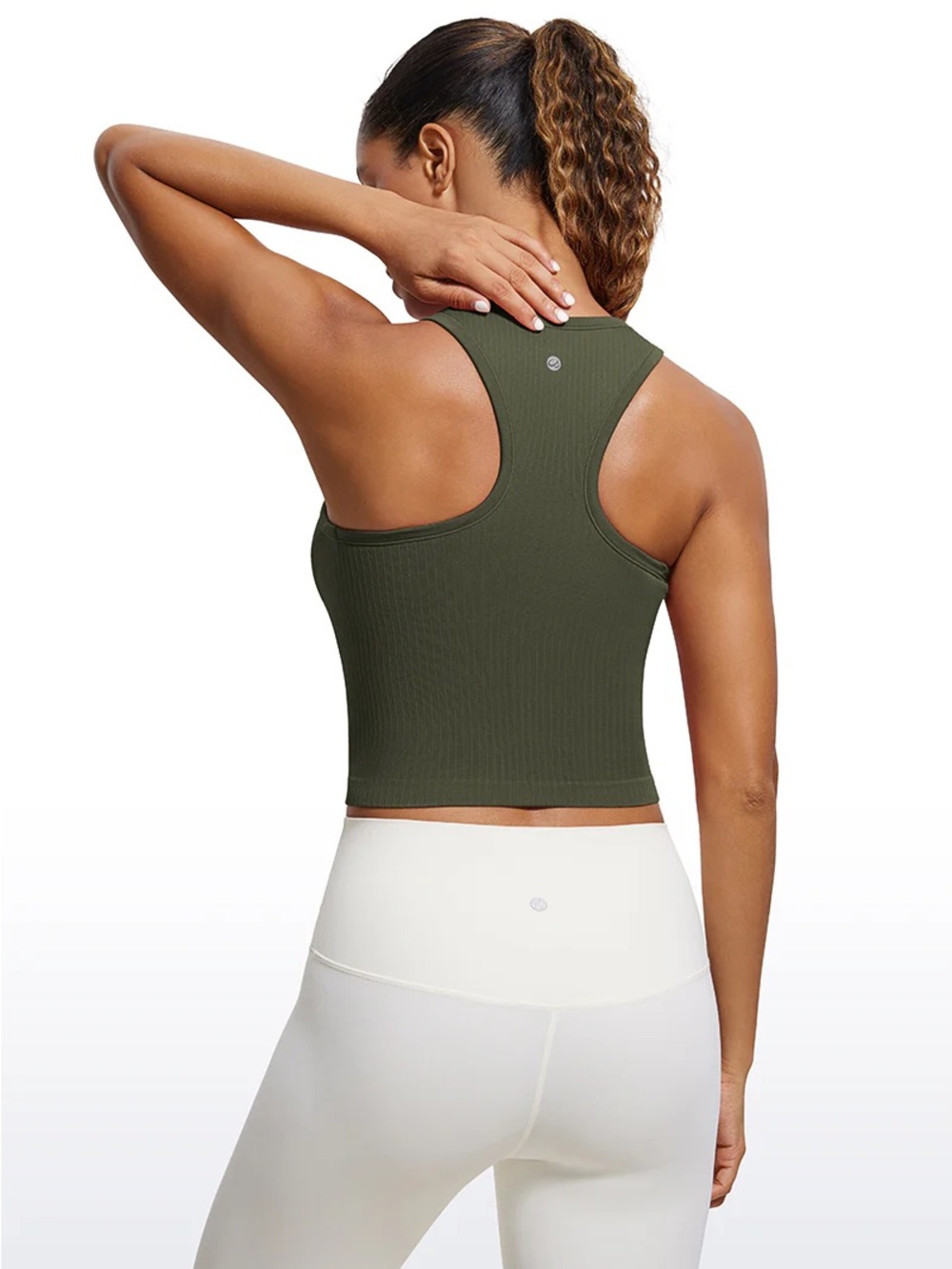 Seamless Ribbed Racerback Crop Tank - Picture 2 of 6